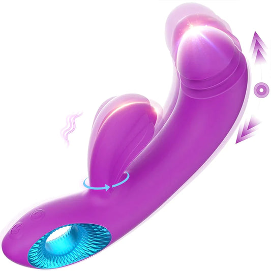 Stoßender und vibrierender Rabbit-Vibrator für Frauen mit flatterndem Ohr